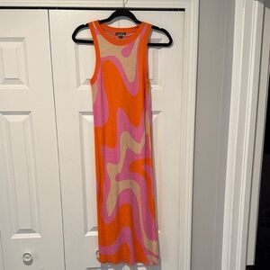 Wild Fable Orange and Pink Midi Dress